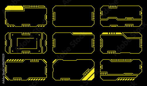 Yellow frame outline technology futuristic hud vector design.