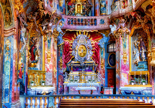 Interior decorations at church in Munich, Germany.