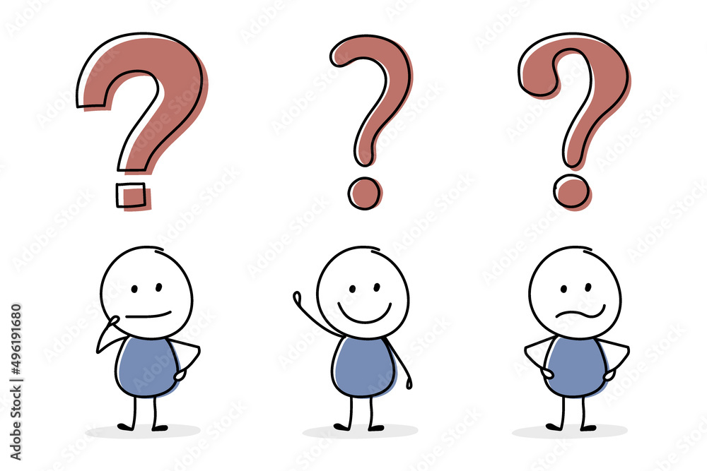 Funny stickman with question mark symbol. Icon set. Vector Funny stickman with question mark symbol. Icon set. Vector