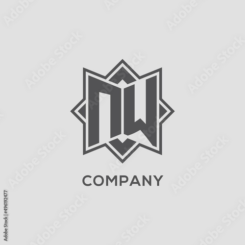 Monogram NW logo with eight point star style design