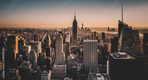 New York City Manhattan downtown skyline at sunset. © kasto