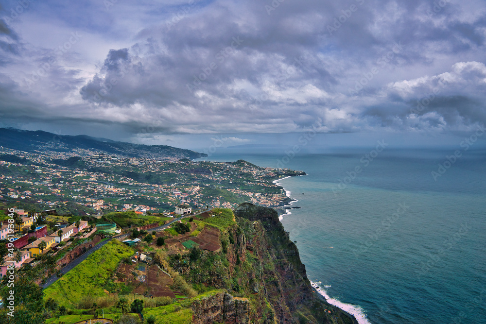 Madeira island, Portugal. Landscape Cabo Girao, Atlantic ocean, sea cliff; the second highest in the world at 589 m.