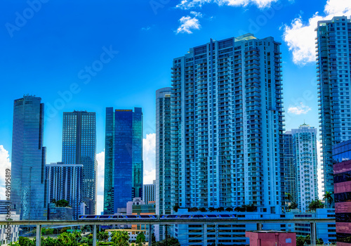 Modern  business buildings in downtown of city of Miami, Florida, USA.