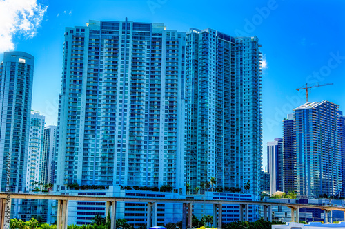 Modern business buildings in downtown of city of Miami, Florida, USA.