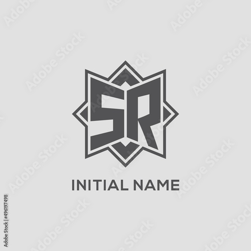 Monogram SR logo with eight point star style design