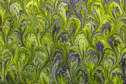 Rick colored marbled paper captured from close up