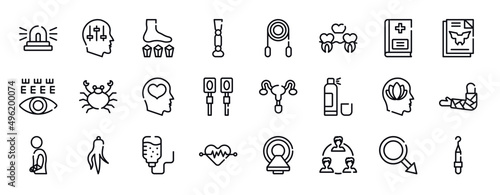 dentist thin line icons collection. dentist editable outline icons set. vademecum, inkblot test, eye test, seafood, mental health, electrotherapy stock vector.