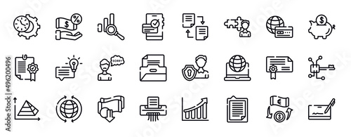 cryptocurrency thin line icons collection. cryptocurrency editable outline icons set. payment method, piggybank, confirmation, suggestion, apology, files and folders stock vector.
