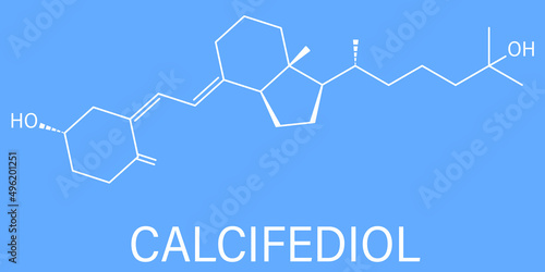 Calcifediol (calcidiol, 25-hydroxyvitamin D) molecule. Blood marker of vitamin D status. Skeletal formula.