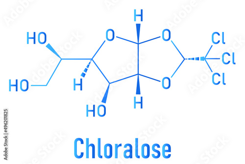 Chloralose rodenticide molecule. Skeletal formula.