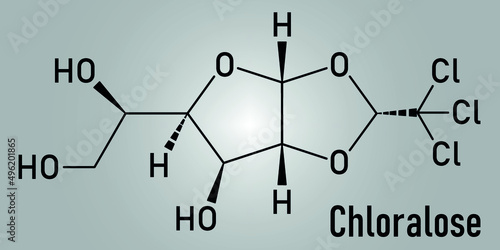Chloralose rodenticide molecule. Skeletal formula. photo