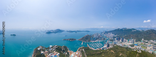 Photography Aerial view of Ocean Park and  Aberdeen, the theme park in Hong Kong