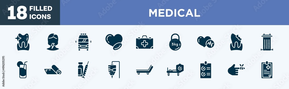 set of medical icons in filled style. medical editable glyph icons collection. whitening, sore throat, frontal ambulance, medicine for heart, medicine kit with first aid vector. set of medical icons in filled style. medical editable glyph icons collection. whitening, sore throat, frontal ambulance, medicine for heart, medicine kit with first aid vector.
