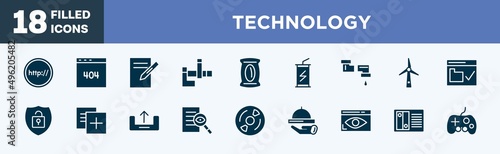 Wallpaper Mural set of technology icons in filled style. technology editable glyph icons collection. http, error 404, text editor, , pack vector. Torontodigital.ca