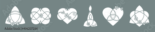 An elegant collection of Celtic symbols with flourishing elements. Vector flat isolated elements 