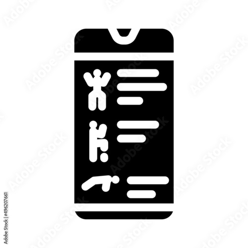 training app smartphone glyph icon vector. training app smartphone sign. isolated contour symbol black illustration