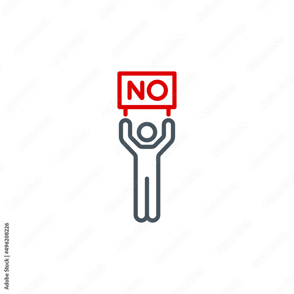 alone protester men with megaphone and poster no war single line icon isolated on white. Perfect outline symbol public demonstration strike. protester activist design element with editable Stroke line alone protester men with megaphone and poster no war single line icon isolated on white. Perfect outline symbol public demonstration strike. protester activist design element with editable Stroke line