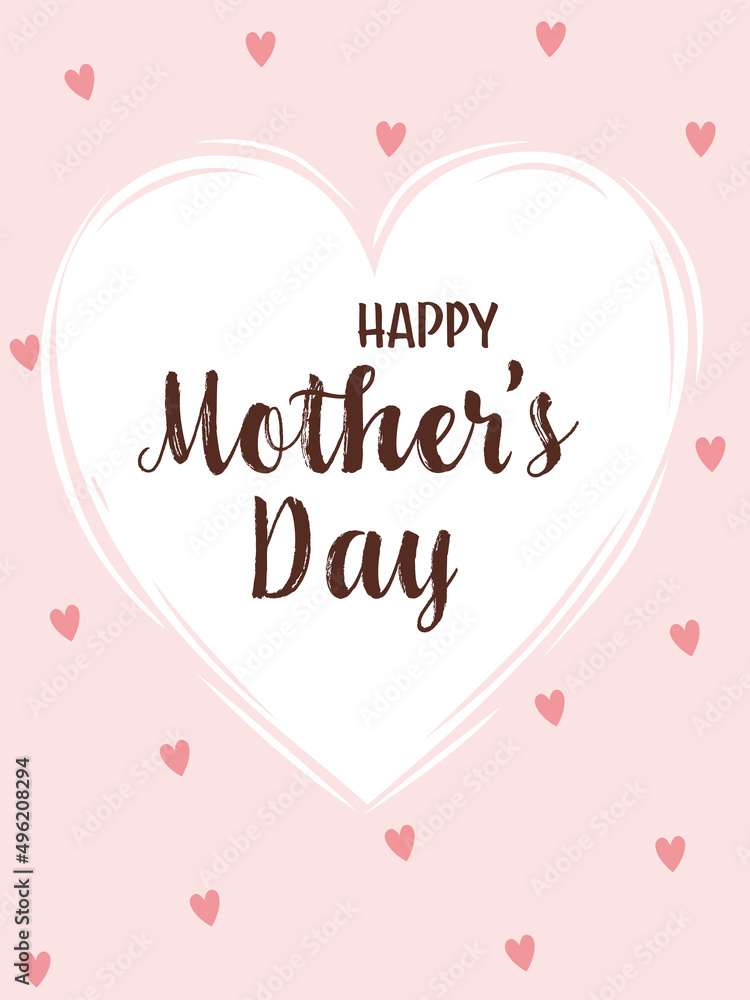 Mother's Day gift brush lettering on watercolour heart element. Poster, greeting card. Vector illustration, vintage style.