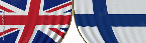 the United Kingdom and Finland political cooperation or conflict, flags and closing or opening zipper, conceptual 3D rendering Free Download the United Kingdom and Finland political cooperation or conflict, flags and closing or opening zipper, conceptual 3D rendering - GFXLoad