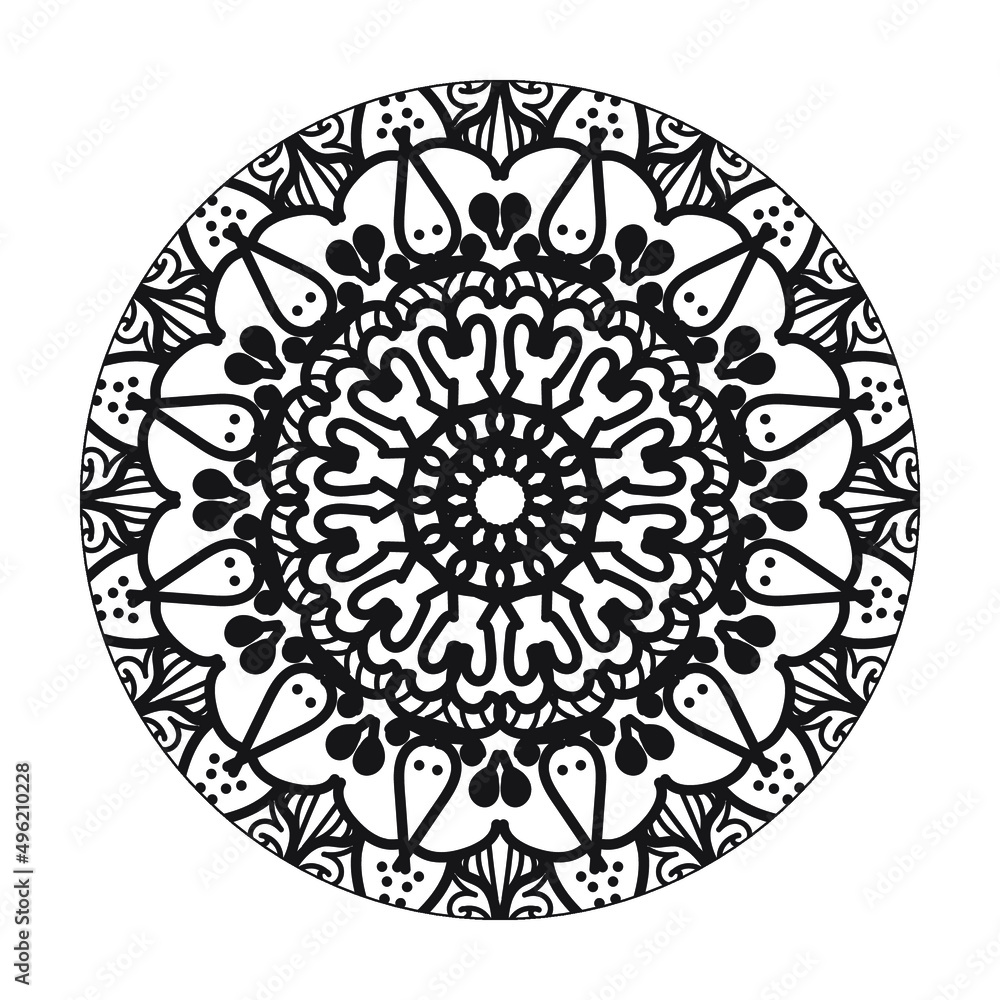 Circular pattern in the form of mandala with flower for henna mandala tattoo decoration