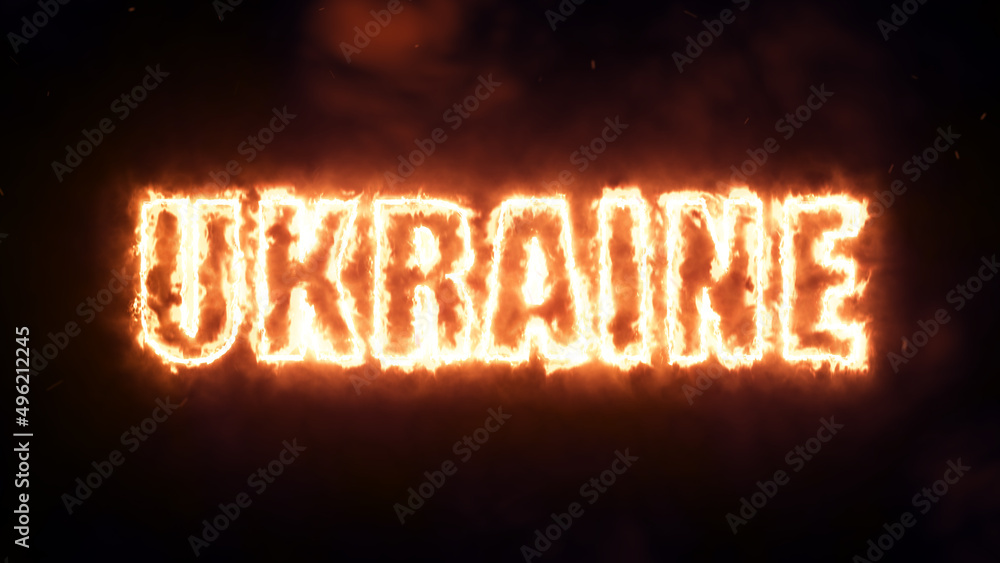 Ukraine war, fire text message in hot fire animation with steam, dust and sparks
Ukraine war, fire text message in hot fire animation with steam, dust and sparks