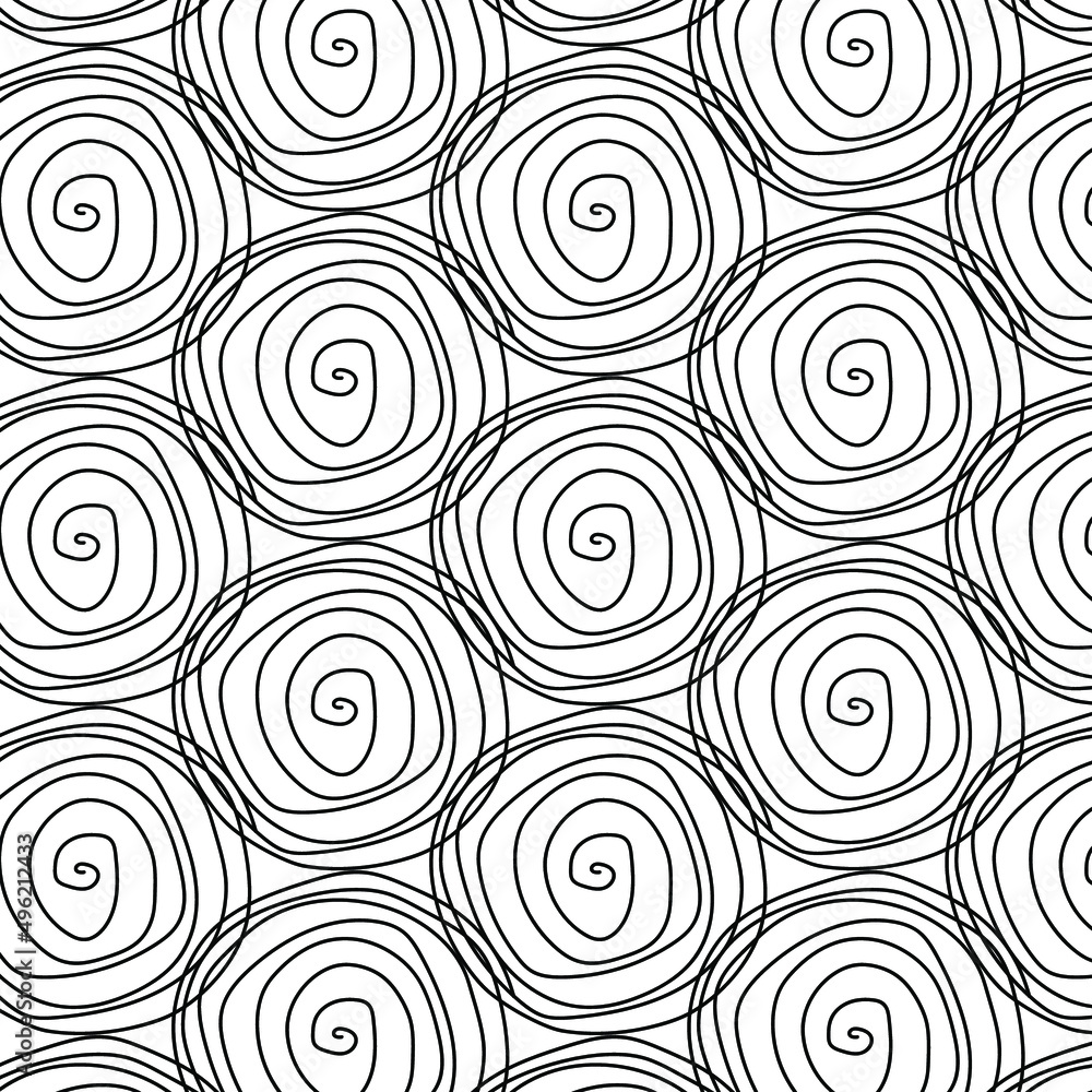 Zen art doodle ornate abstract background. Hand drawn black and white linear curls and swirls. Creative zenart monochrome texture. Random repeat chaotic zentangle surface design. Vector illustration