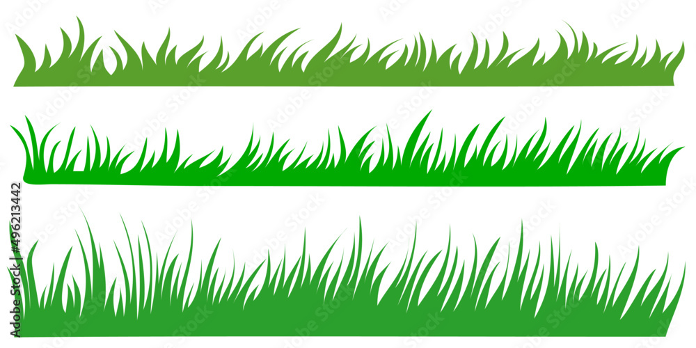 Fototapeta green grass background set, grass banner cartoon