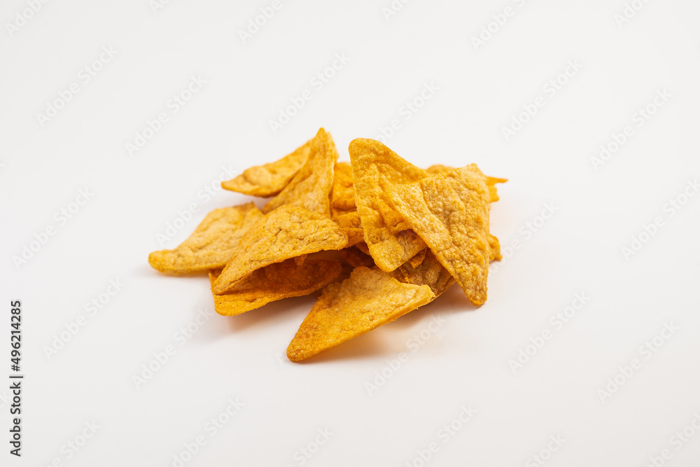 Vegetarian chips on a white background close up Vegetarian chips on a white background close up