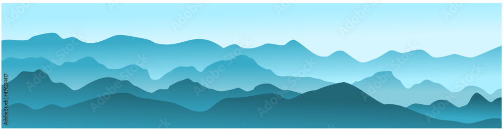 mountain ridge, blue mountain silhouette landscape