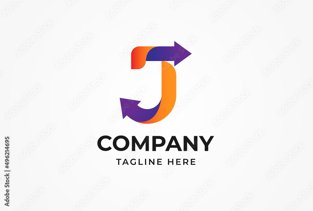 Initial J Logo, letter J with arrow combination, usable for logistic, finance and company logos, vector illustration Initial J Logo, letter J with arrow combination, usable for logistic, finance and company logos, vector illustration