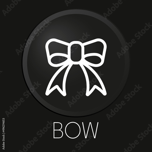 Bow minimal vector line icon on 3D button isolated on black background. Premium Vector. © farhadahmadov