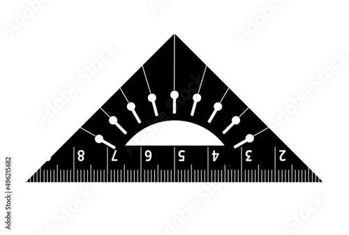 Square stationery ruler protractor black simple style icon detailed illustration