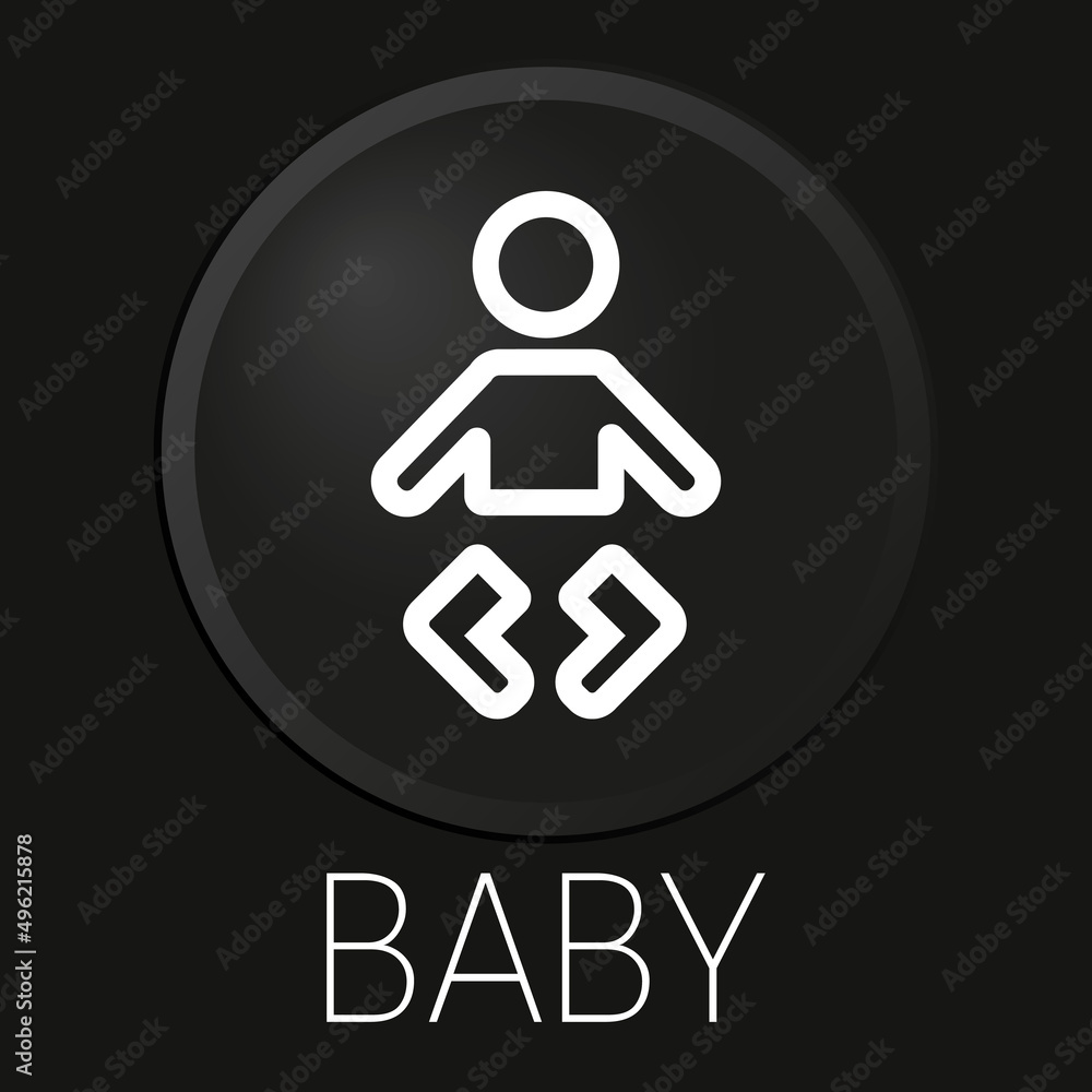 Baby minimal vector line icon on 3D button isolated on black background. Premium Vector. Baby minimal vector line icon on 3D button isolated on black background. Premium Vector.