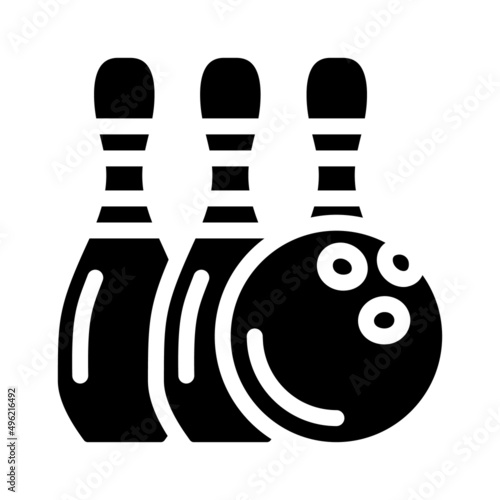 bowling game glyph icon vector. bowling game sign. isolated contour symbol black illustration