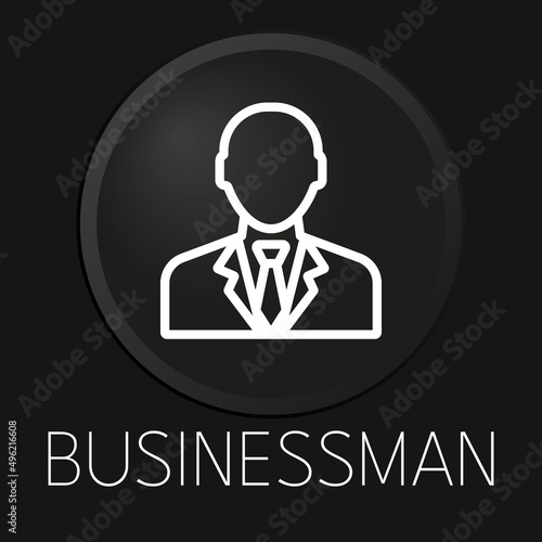 businessman minimal vector line icon on 3D button isolated on black background. Premium Vector.