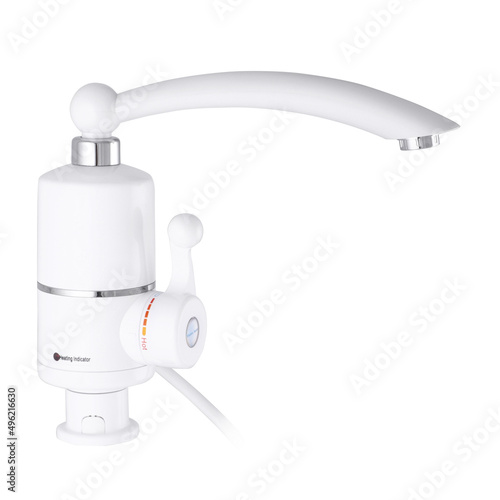 Ectric Instant Hot Water Heater. Device for mixing water.  Water Faucet Kitchen Instantaneous Water Heater Tap Heating Flow. photo