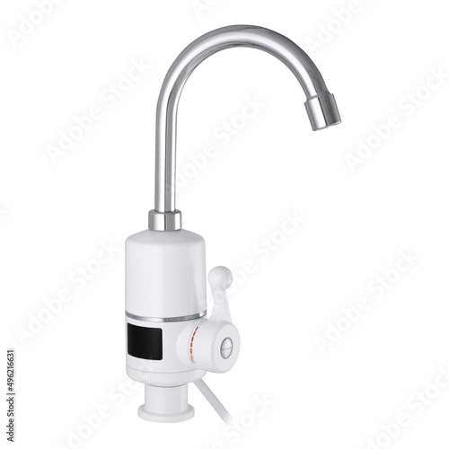 Ectric Instant Hot Water Heater. Device for mixing water.  Water Faucet Kitchen Instantaneous Water Heater Tap Heating Flow. photo
