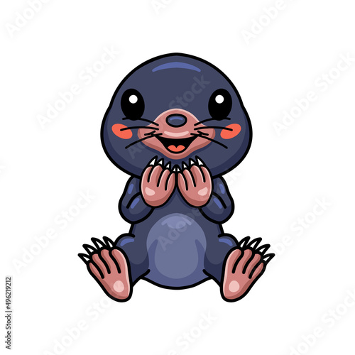 Cute little mole cartoon sitting