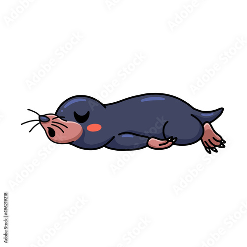 Cute little mole cartoon sleeping