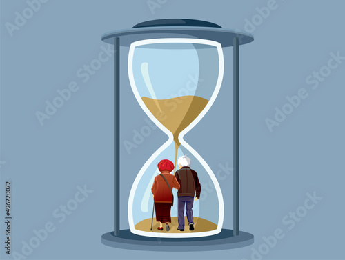 Senior Couple in a Hourglass Vector Concept Illustration