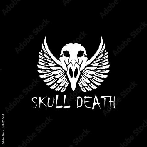 animal skull logo with wings