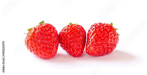 Strawberries on white background.                     
