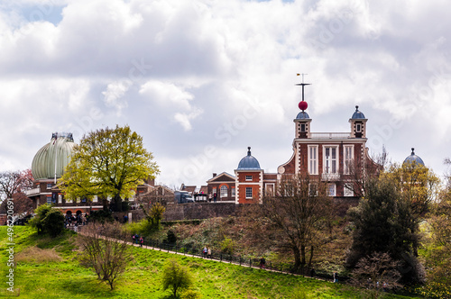 Looking up at the Royal Observatory Greenwich London England which stands on the Prime Meridian.