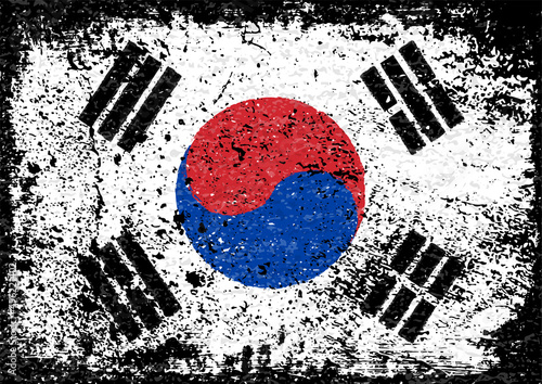風化した韓国国旗（太極旗）のペイントのベクター素材