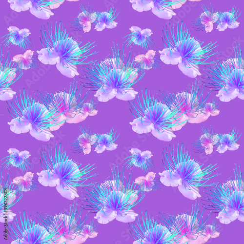 Capers. Illustration  texture of flowers. Seamless pattern for continuous replication. Floral background  photo collage for textile  cotton fabric. For wallpaper  covers  print.