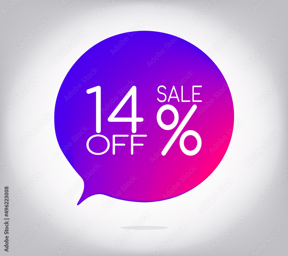 14% off gray gradient banner. Vector illustration label, colorful gradient label design or color transition for your modern design discount campaign promotion 14% off gray gradient banner. Vector illustration label, colorful gradient label design or color transition for your modern design discount campaign promotion