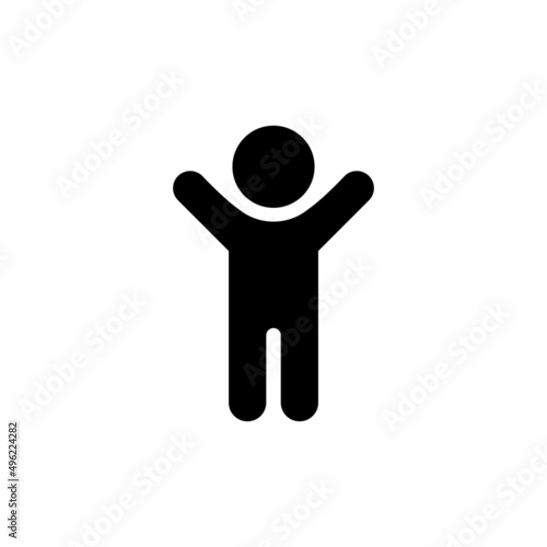 Child Raise Hands Up Icon Isolated on White Background