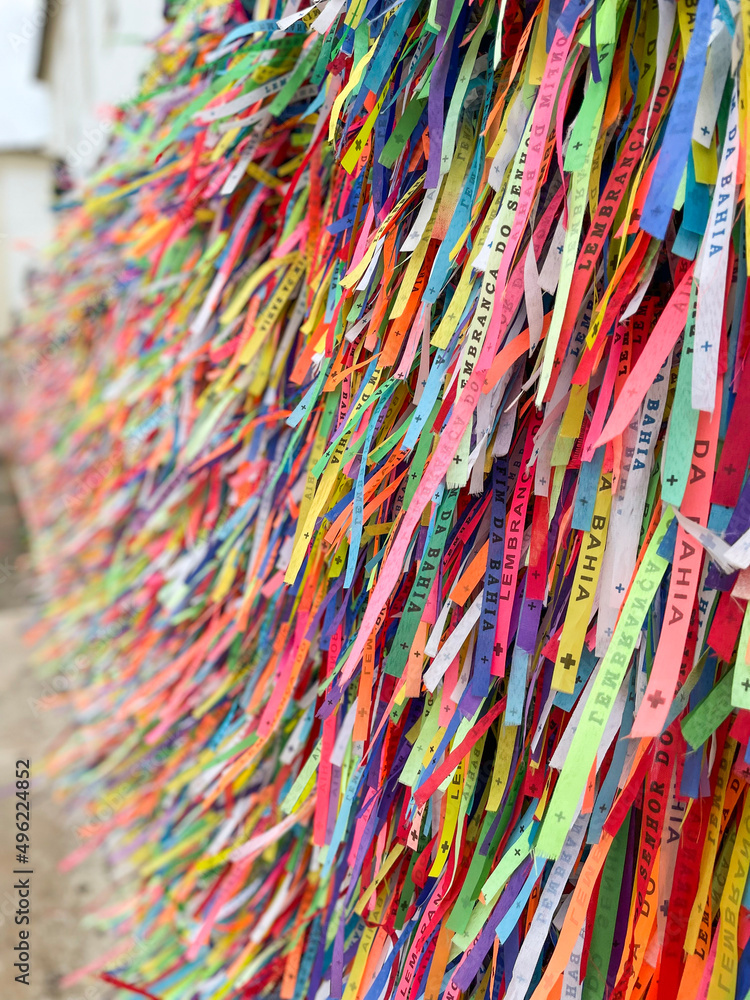 The famous bracelets of wishes of the Church of Nosso Senhor do Bonfim. On of the most iconic places of Salvador, capital city of the state of Bahia, in Brazil.
 