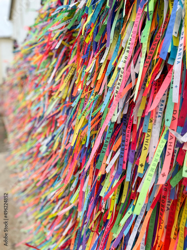 The famous bracelets of wishes of the Church of Nosso Senhor do Bonfim. On of the most iconic places of Salvador, capital city of the state of Bahia, in Brazil.
  photo