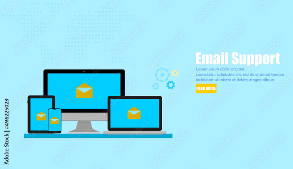 Email support.Design website covers and web pages for user support and maintenance.Vector illustration design Email support.Design website covers and web pages for user support and maintenance.Vector illustration design